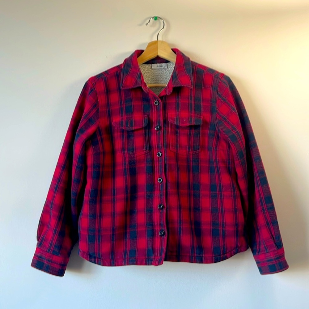 L.L.Bean Men's Sherpa-Lined Scotch Plaid Shirt, Slightly Fitted